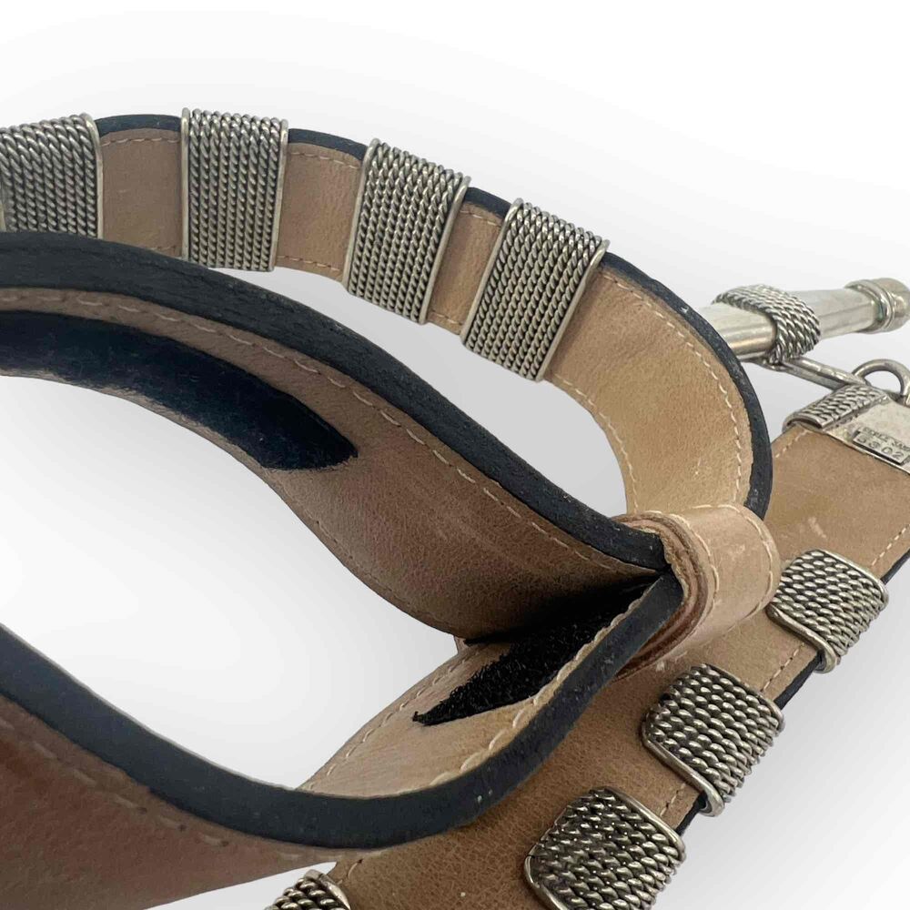 Perez Sanz Sunchero Belt Alpaca and Leather Beige Silver Metal Size OS - Picture 5 of 7